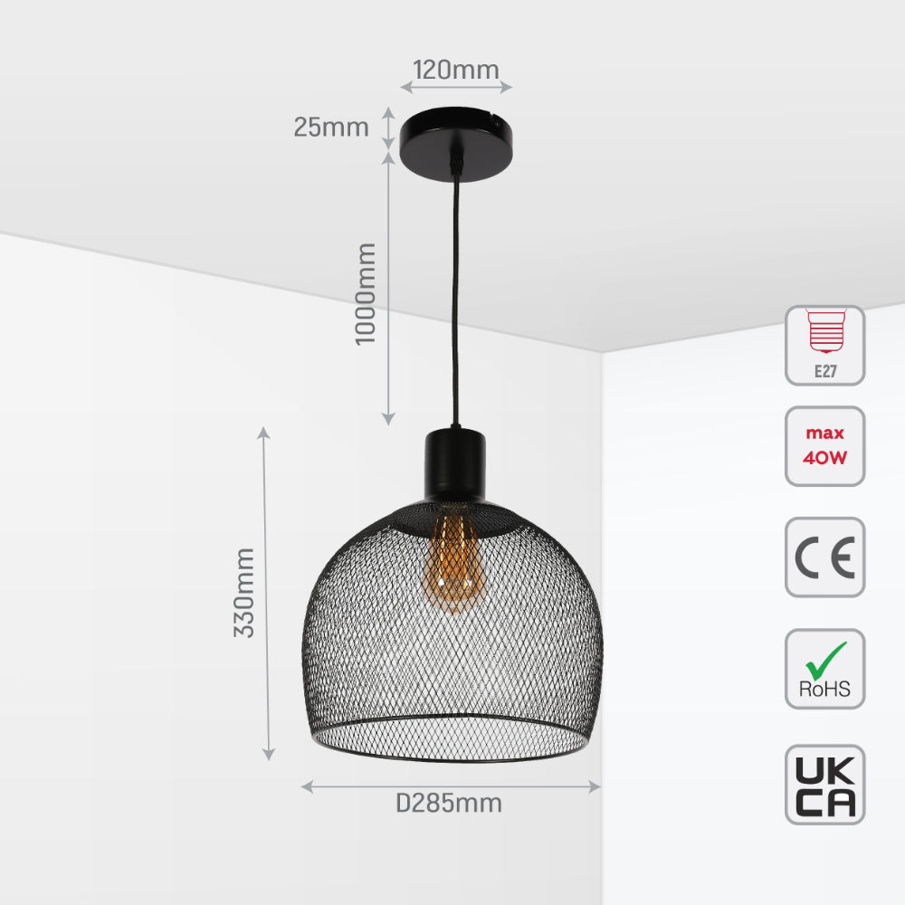 size fir Wire Mesh Industrial Dome Pendant Ceiling Light  grande