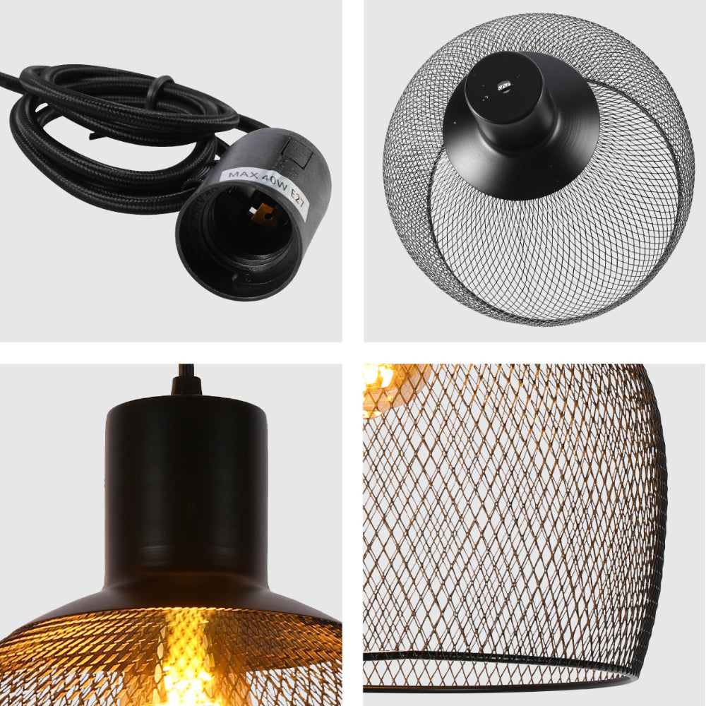 details of grande Wire Mesh Industrial Dome Pendant Ceiling Light 