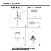 A series of 5 diagrams showing the installation process of a TEKLED pendant light, item code 159-18448.