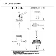 A technical diagram for a pendant light fixture, showing the steps for installation, numbered one to five.