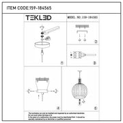 An exploded diagram demonstrating the installation of a modern pendant light fixture, with five steps.