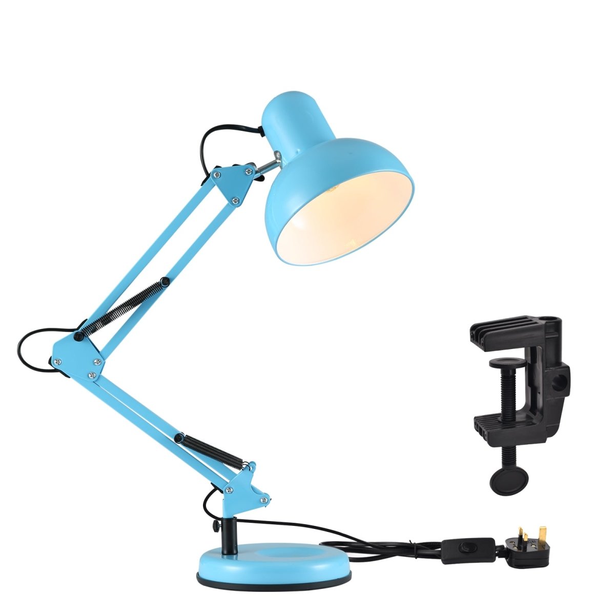 Main image of Atlas Architect Swing Arm Blue Desk Lamp with Clip E27
