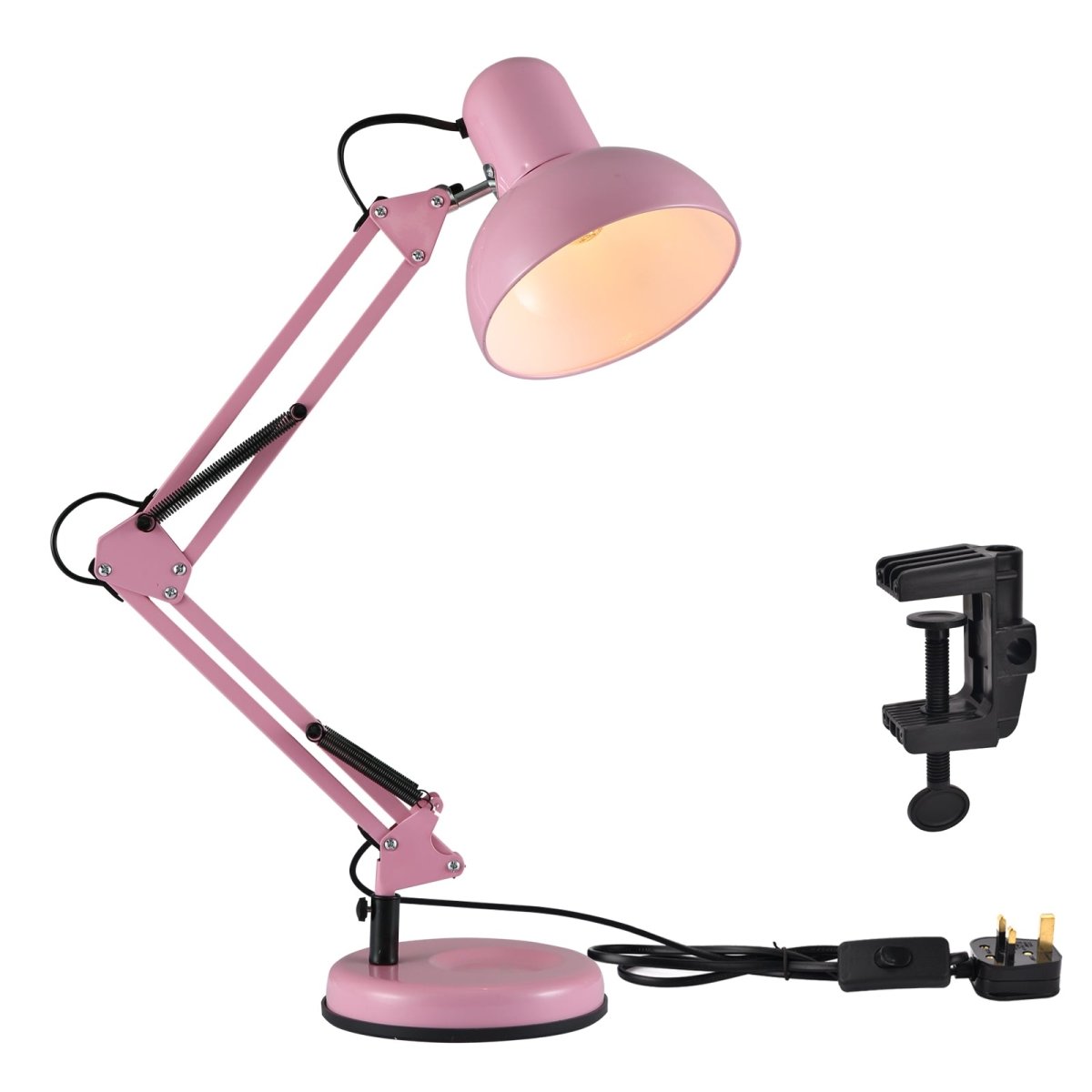 Main image of Atlas Architect Swing Arm Pink Desk Lamp with Clip E27