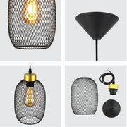 more Close shots of Mesh Cage Lantern Metal Pendant Ceiling Light E27