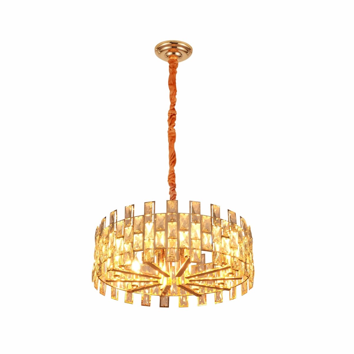 Main image of Coffin Stone Gold Metal Castle Crystal Island Chandelier Ceiling Light with E14 Fitting | TEKLED 158-19424