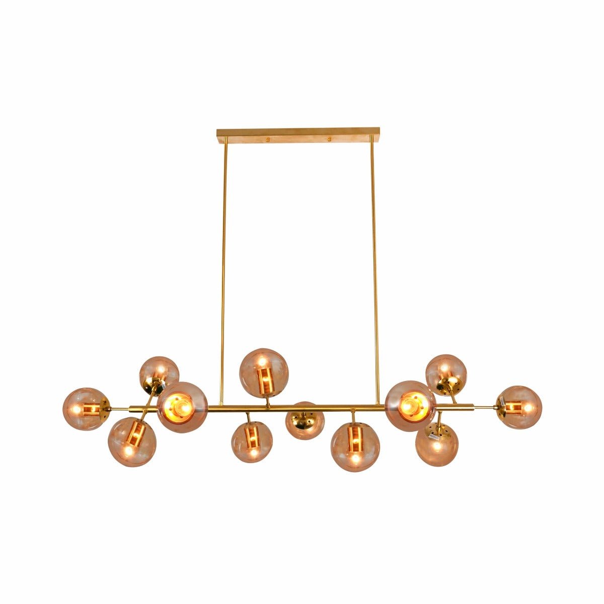 gold body amber glass globes 12 lamps