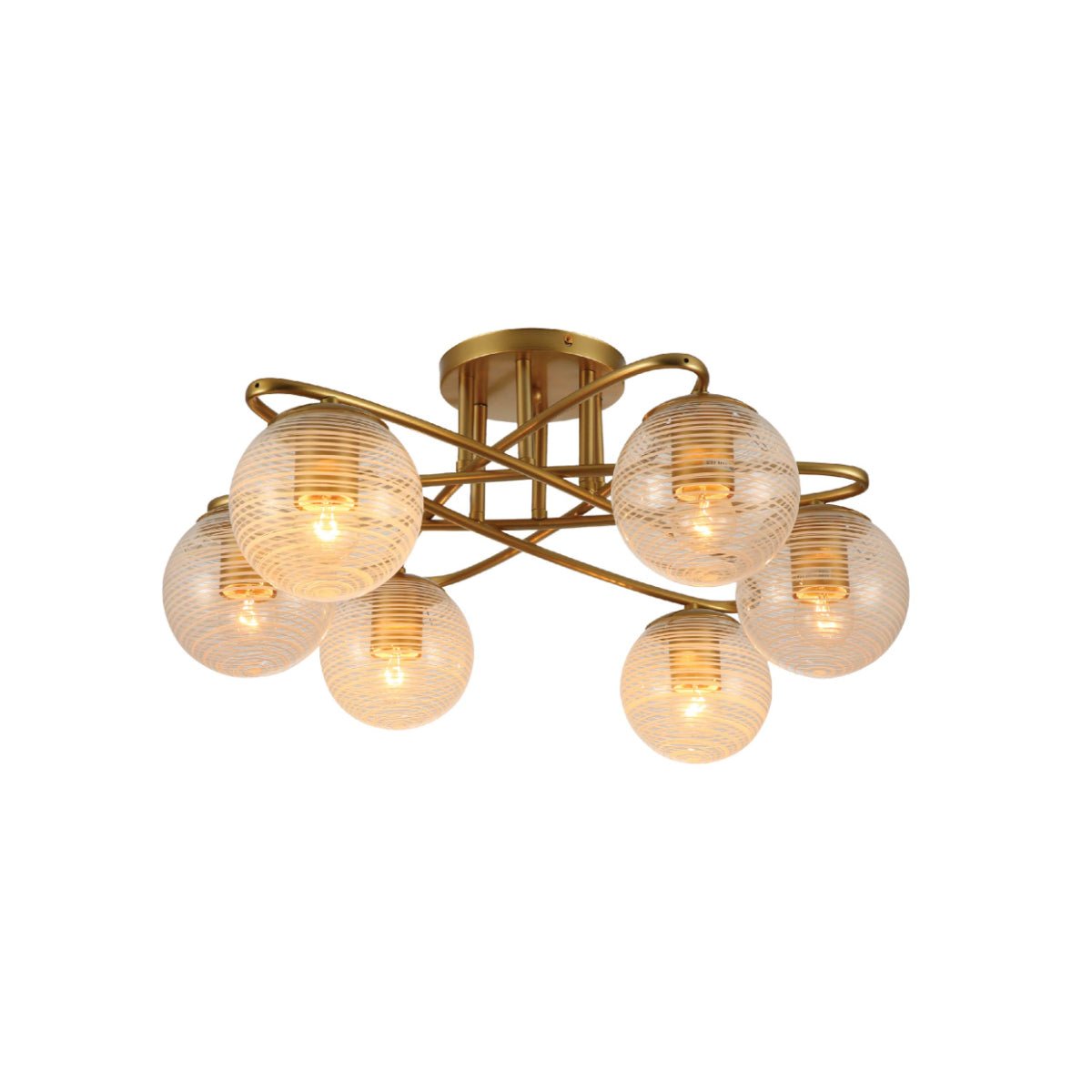 Main image of Gold Ellipse Metal Textured Globe Glass Modern Ceiling Light with E27 Fittings | TEKLED 159-17674