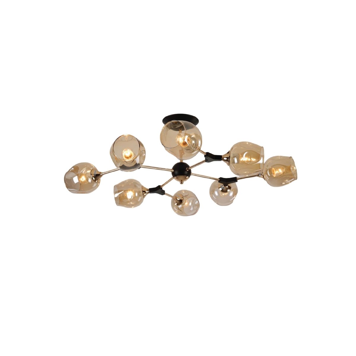 Main image of Amber Bell Glass Sputnik Gold Semi Flush Ceiling Light E27 | TEKLED 159-17724