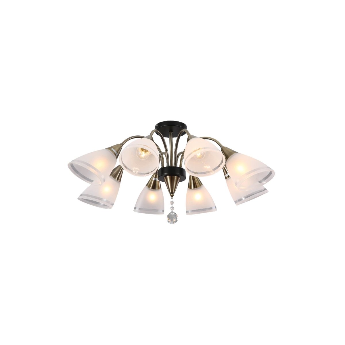 Main image of Petal Snowdrop Cone Glass Antique Brass Semi Flush Ceiling Light E27 | TEKLED 159-17730