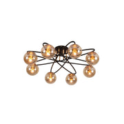 Main image of Amber Globe Glass Black Ellipse Metal Modern Semi Flush Ceiling Light E27 | TEKLED 159-17740