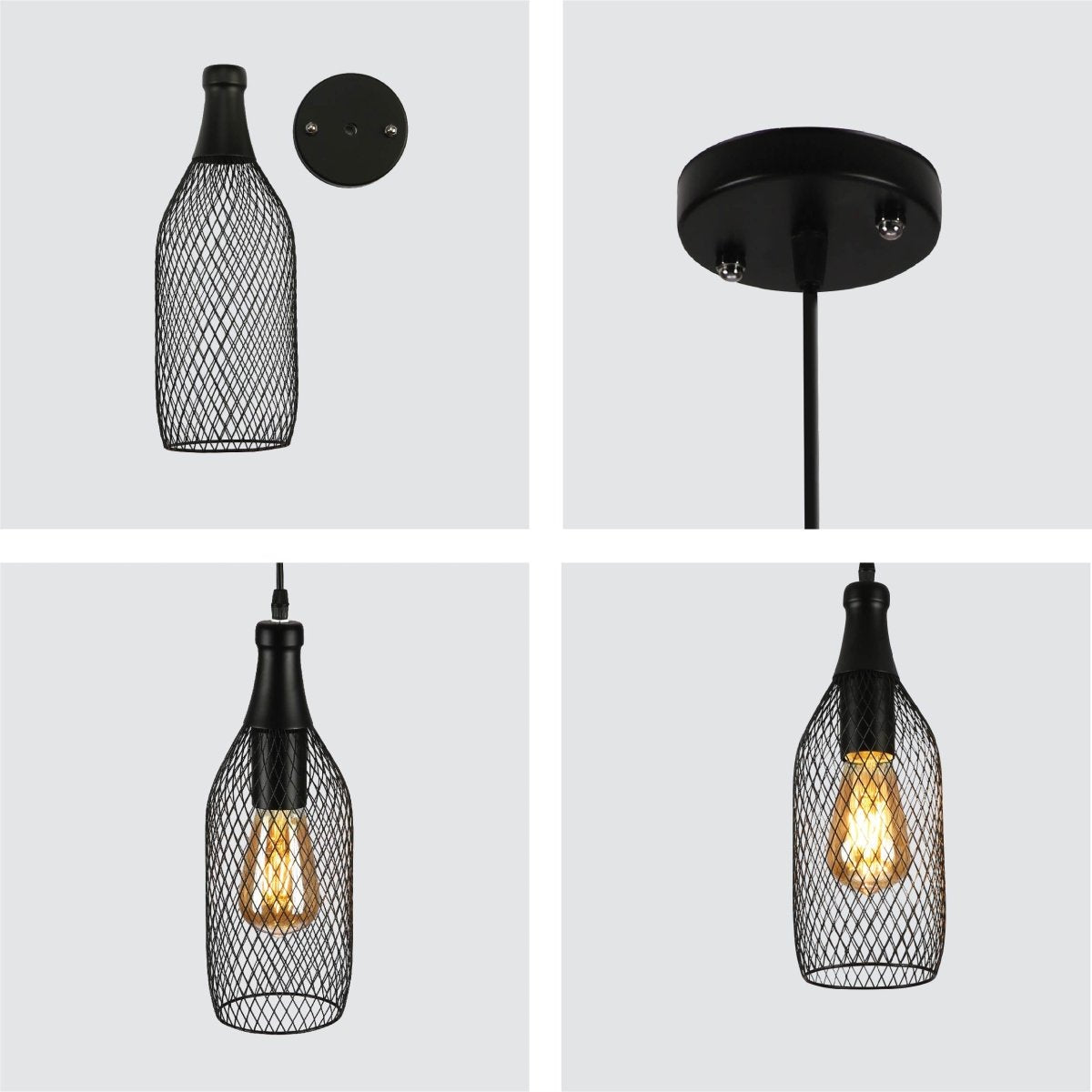 Detailed shots of Wire Mesh Industrial Dome Pendant Ceiling Light with E27 | TEKLED 159-17752