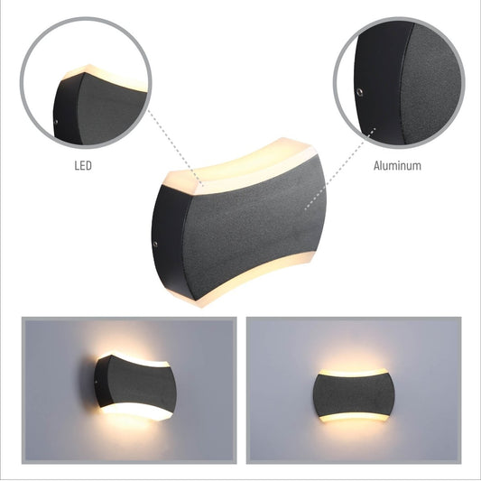 Close up shots of Black Quatro Arc Up Down Outdoor Modern LED Wall Light | TEKLED 182-03380