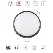Size and specs of Black Ring Moonlight Outdoor Modern LED Wall Light | TEKLED 183-03320