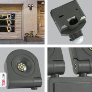Wall-A Double Head Security Floodlight with PIR Sensor 20W Cool White 4000K in use in public space