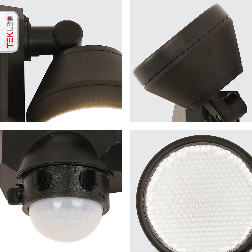 Wall-E Double Head Security Floodlight with PIR Sensor 20W Cool White 4000K in use in public space