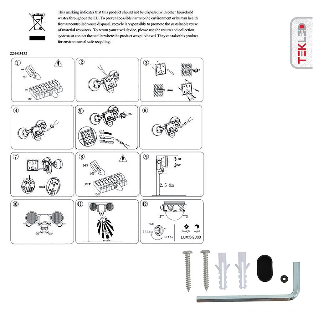 User manual of Wall-E Double Head Security Floodlight with PIR Sensor 20W Cool White 4000K