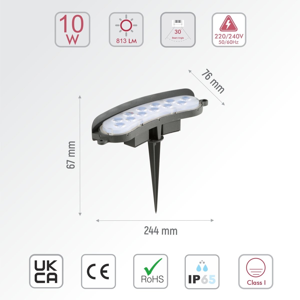 Size and specs of Tree Washer LED Floodlight 12W 3000K Warm White or Green | TEKLED 224-03156