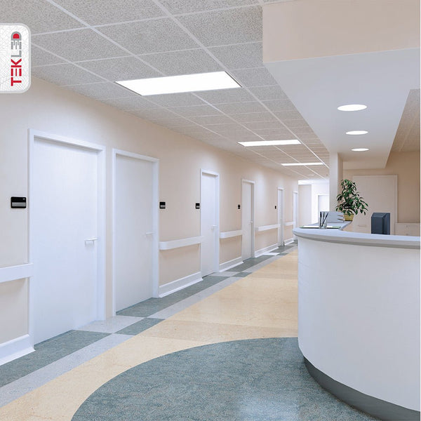 LED Backlit Panel Light 38W 3800Lm 4000K Cool White 600x600 2x2ft Non-Flickering in use on commercial property