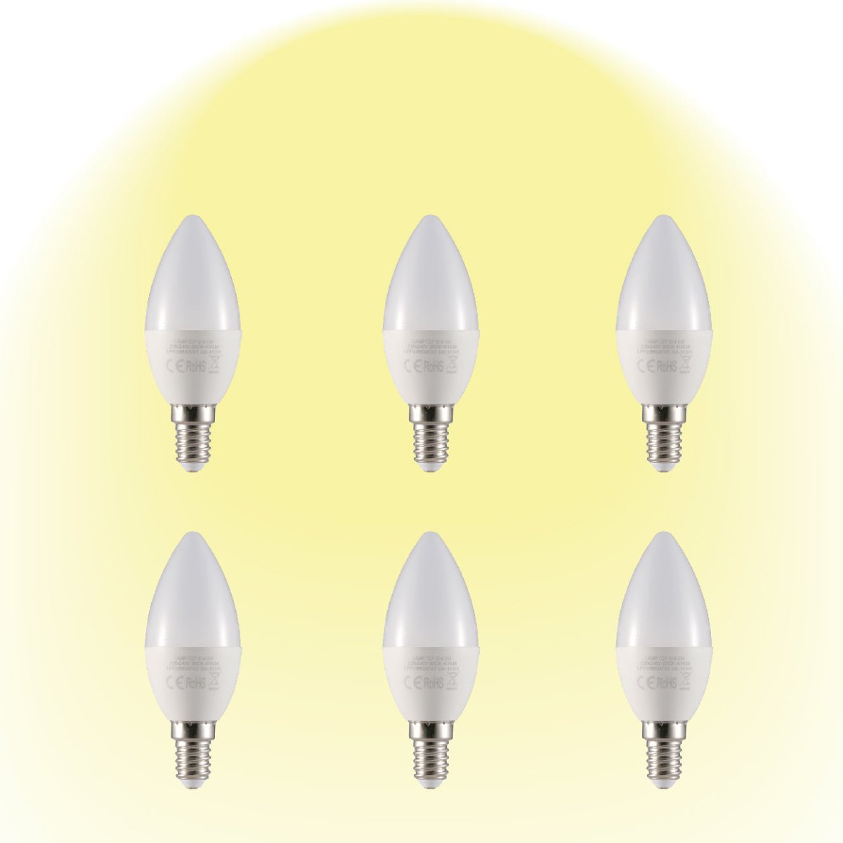 Vela LED Candle Bulb C37 E14 Small Edison Screw 5W pack of 6 warm white