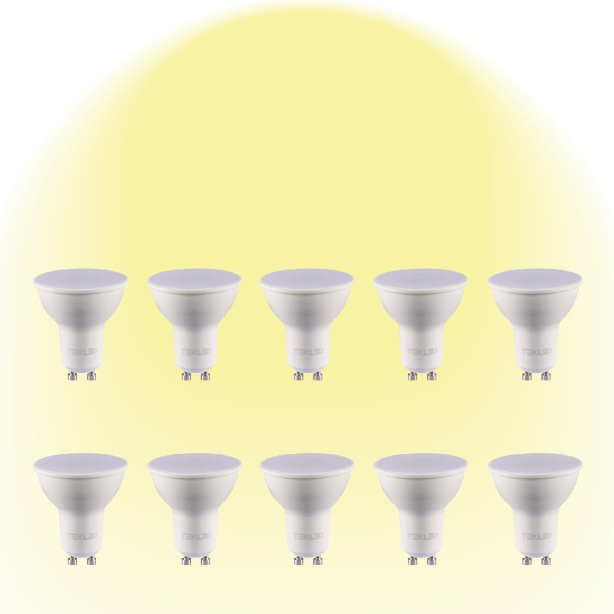 Main image of LED Light bulb shows light colour Lepus LED Spot Bulb PAR16 GU10 7W 3000K Warm White Pack of 10 526-15068