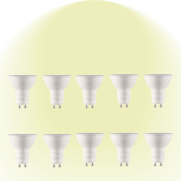 Main image of LED Light bulb shows light colour Lepus LED Spot Bulb PAR16 GU10 7W 4000K Cool White Pack of 10 526-150690