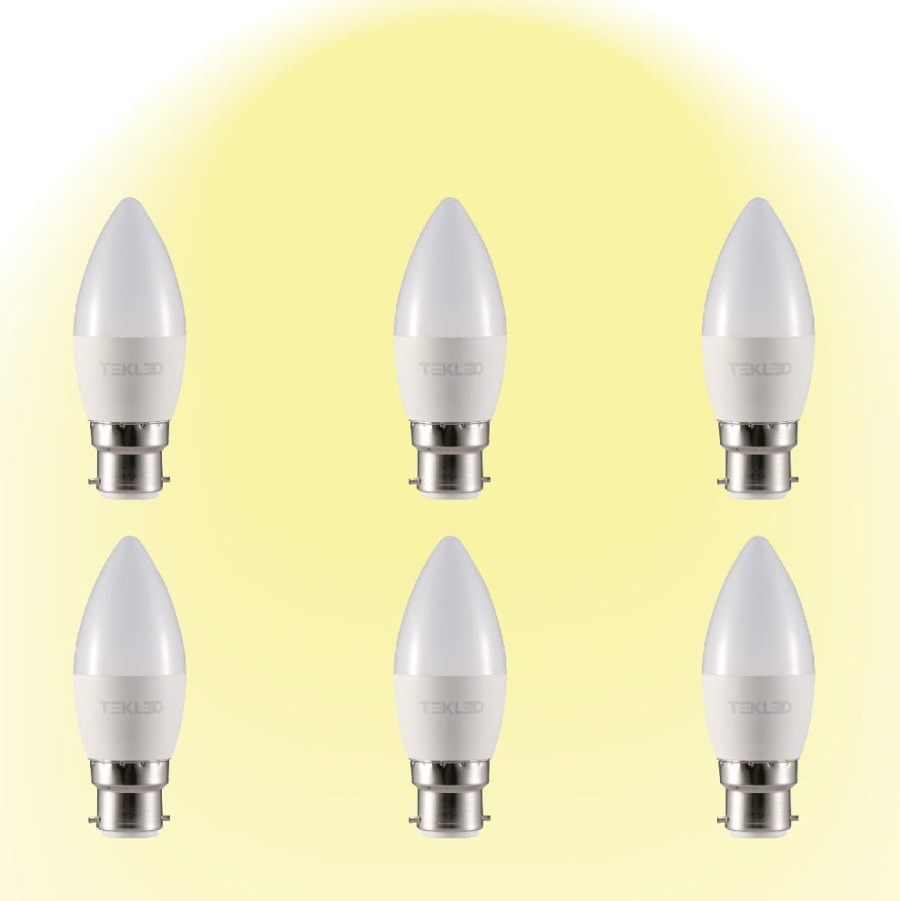 6 pack candle bulb b22 2700k warm white