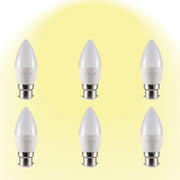 6 pack candle bulb b22 2700k warm white