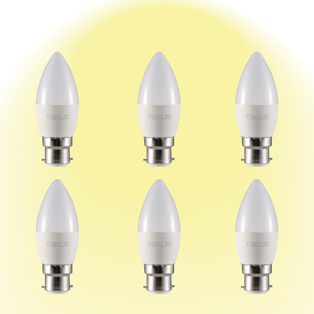Cetus LED Candle Bulb C37 Dimmable B22 Bayonet Cap 6W Pack of 6 2700k warm white