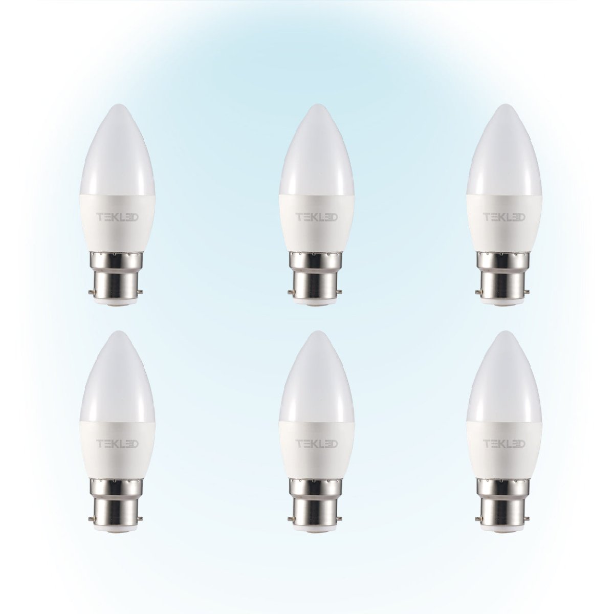 Cetus LED Candle Bulb C37 Dimmable B22 Bayonet Cap 6W Pack of 6 6000k cool daylight