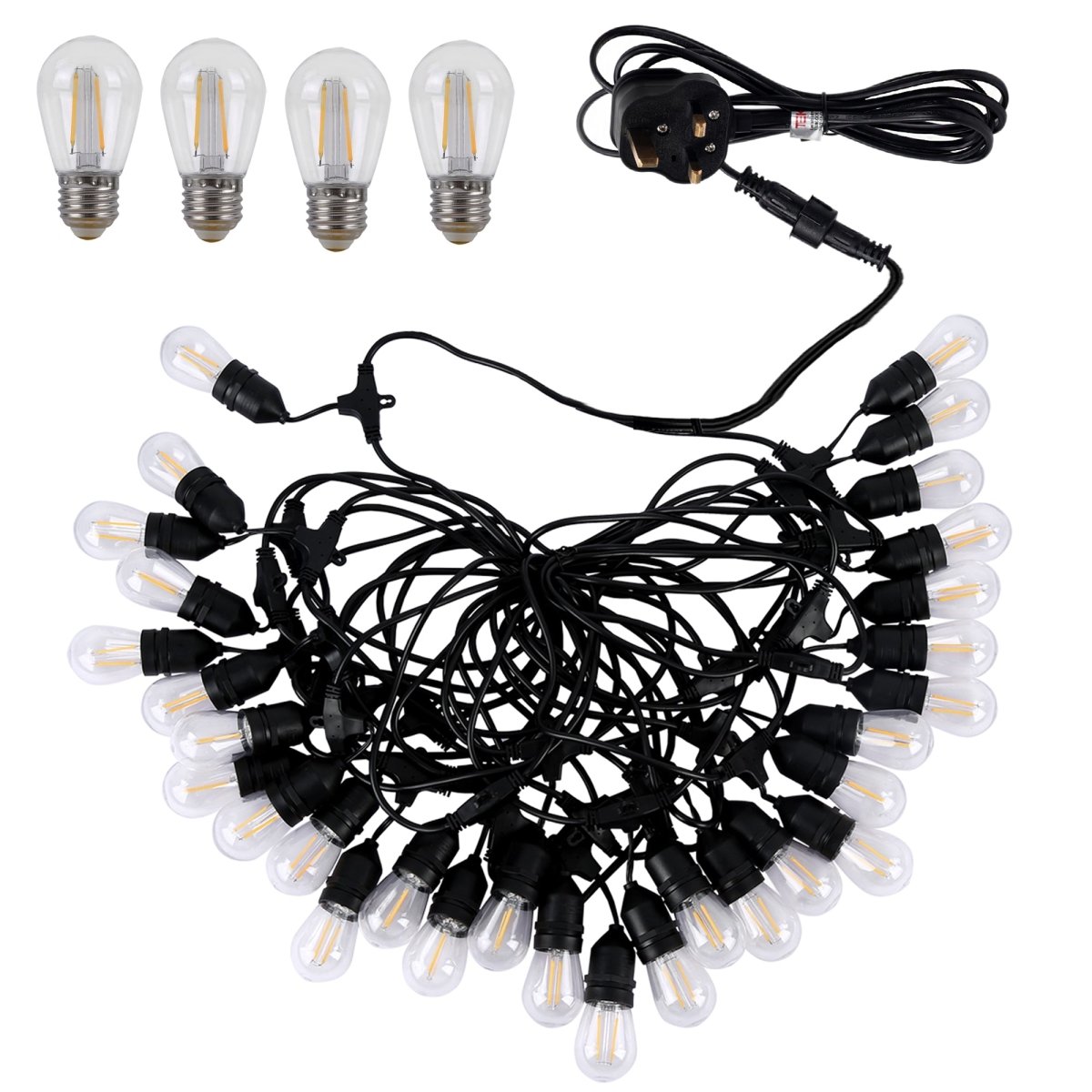 main image of pollux festoon light set e27 s12 bulbs 30 bulbs led bulb string light