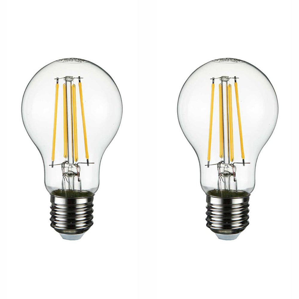 Main image of LED Dimmable Filament decorative a60 gls  bulb e27 edison screw 6.5w warm white 2700k pack of 2