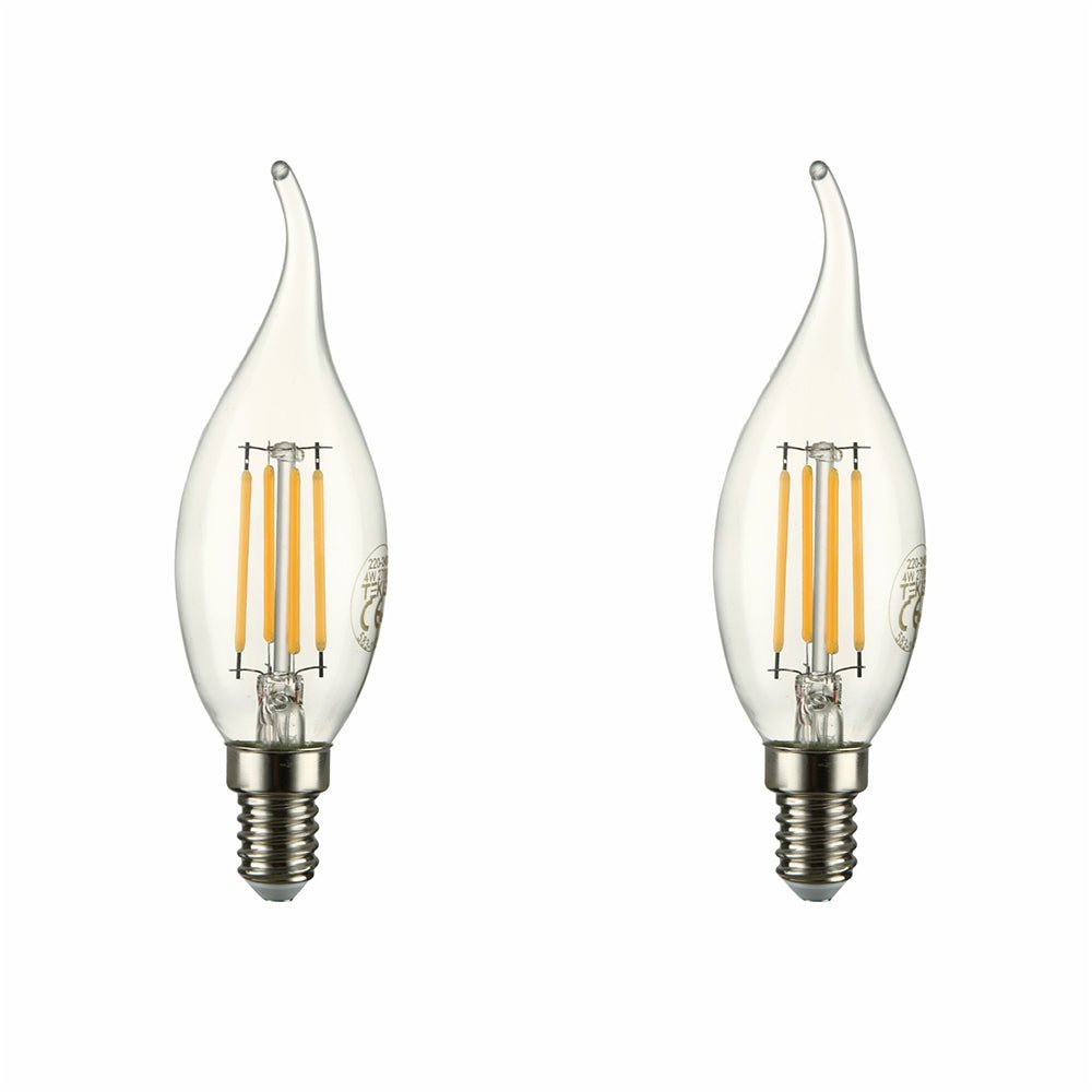 Main image of LED Dimmable Filament C35 Candle Bulb E14 Small Edison Screw 4W Pack of 2  Warm White
