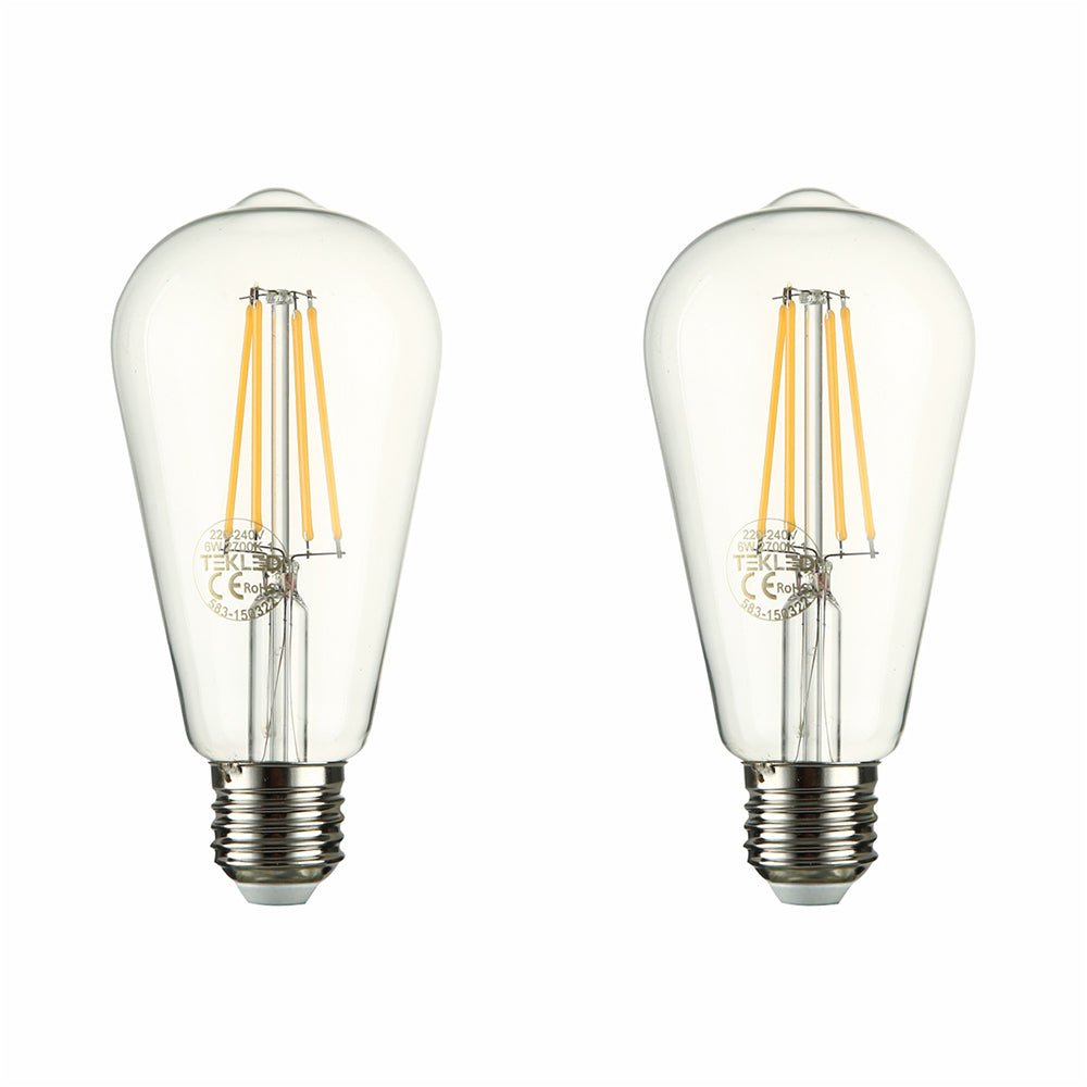 LED Dimmable Filament ST64 Edison Bulb E27 Edison Screw 6.5W Pack of 2  2700 Warm White