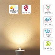Light specs of  led filament bulb candle c35 tail e14 small edison screw 4w 400lm warm white 2700k clear pack of 6/10  583-150146  583-150606 583-1501510