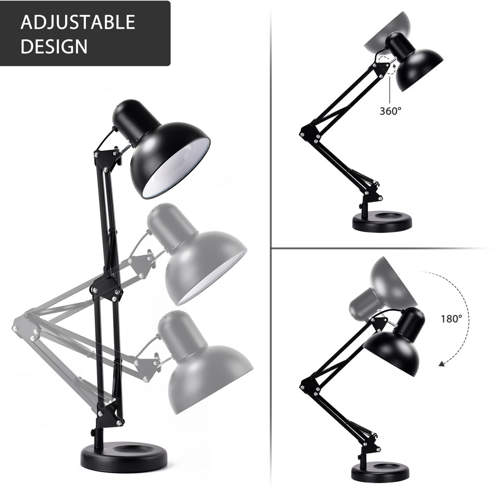 Atlas Architect Swing Arm Black Desk Lamp with Clip E27 adjustable design feature