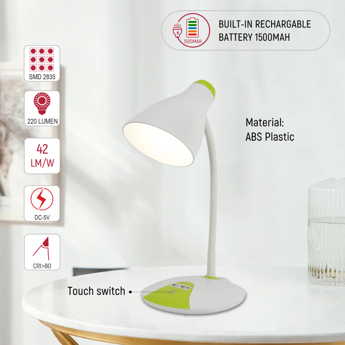Close shots of Adjustable Gooseneck LED Desk Lamp with Dual Colour Design 130-03757