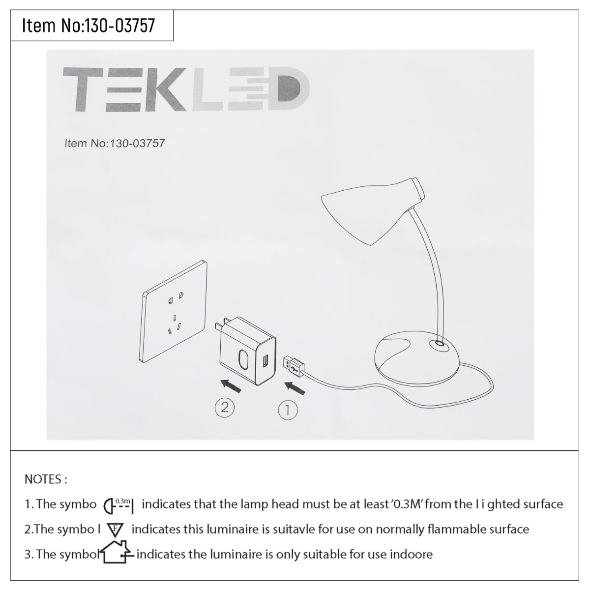 Technical specs of Adjustable Gooseneck LED Desk Lamp with Dual Colour Design 130-03757