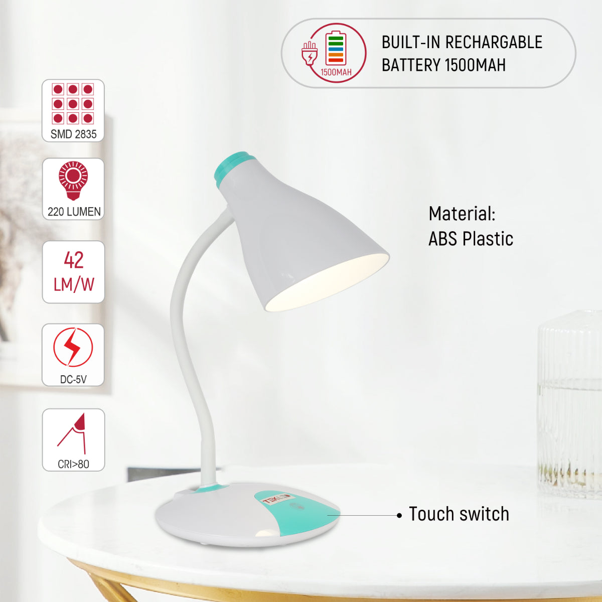 Close shots of Adjustable Gooseneck LED Desk Lamp with Dual Colour Design 130-03758