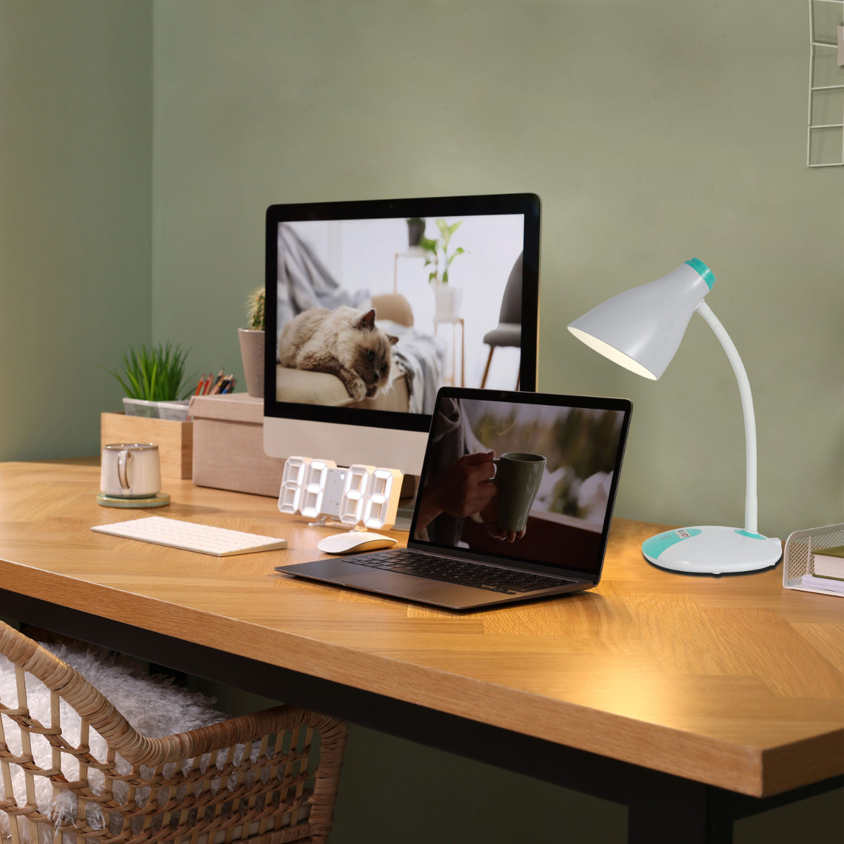 Where to use Adjustable Gooseneck LED Desk Lamp with Dual Colour Design 130-03758