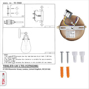 User manual and installation tools of Antique Brass Body Clear Glass Globe Wall Light with E27 Fitting