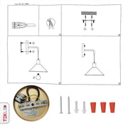 User manual and installation tools of Antique Brass Metal Black Cone Suspended Wall Light with E27 Fitting