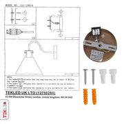 User manual and installation tools of Antique Brass Metal Clear Glass Funnel Wall Light with E27 Fitting