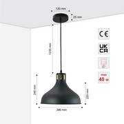 Size and certifications of Artisan Onion Dome Pendant Light 150-18438