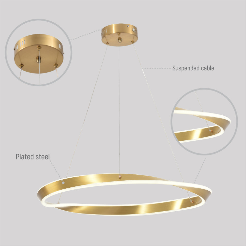 Close up of Artistic Arc LED Pendant Light | Full Bent Ring Design | Contemporary Elegance Ceiling Light | TEKLED 159-17940