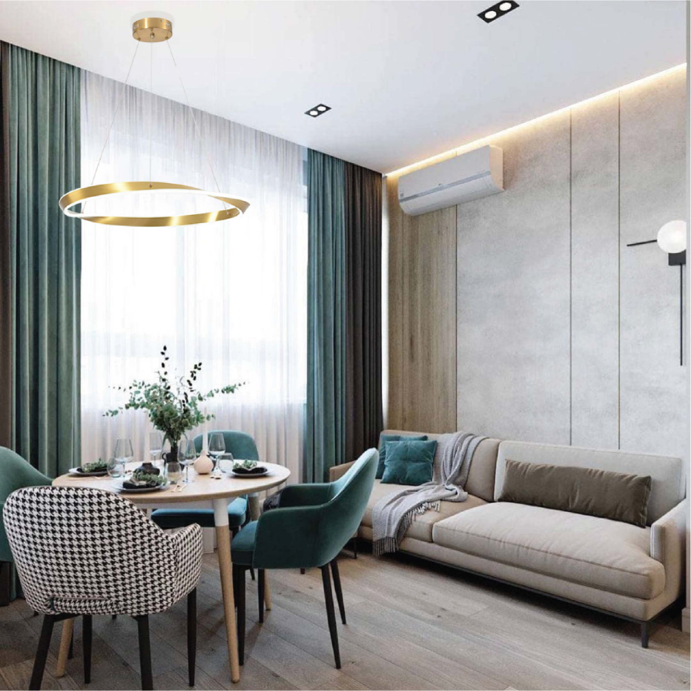 Interior application of Artistic Arc LED Pendant Light | Full Bent Ring Design | Contemporary Elegance Ceiling Light | TEKLED 159-17940