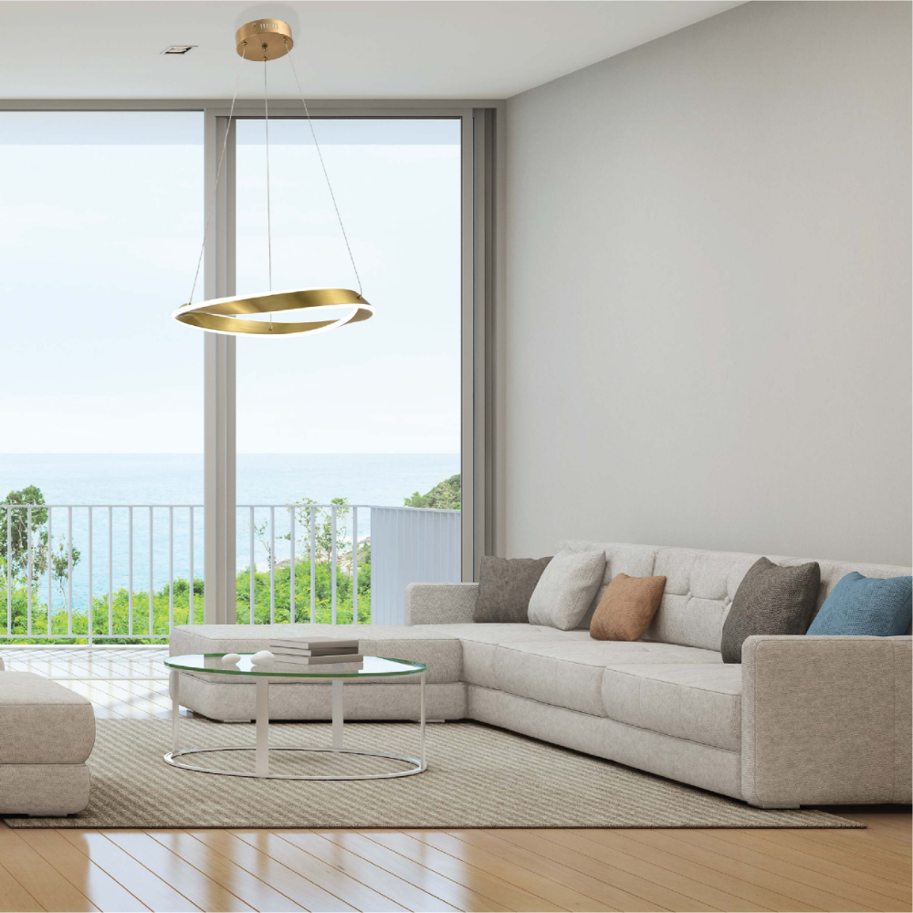 Living room kitchen bedroom use of Artistic Arc LED Pendant Light | Full Bent Ring Design | Contemporary Elegance Ceiling Light | TEKLED 159-17938