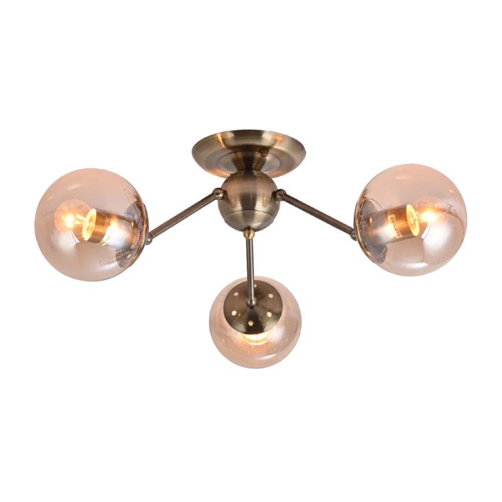 Main image of Atomic Elegance Brass & Amber Globe Light | TEKLED 159-17996