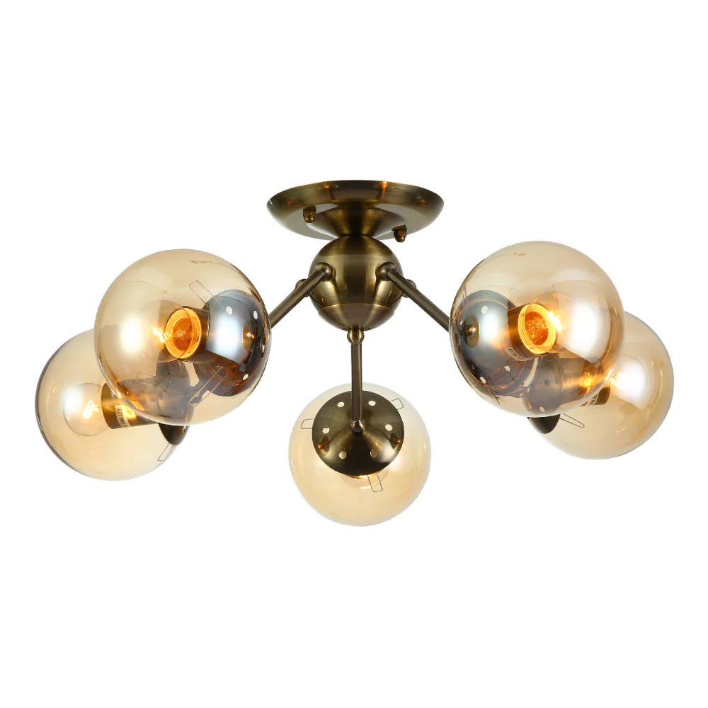 Main image of Atomic Elegance Brass & Amber Globe Light | TEKLED 159-17997