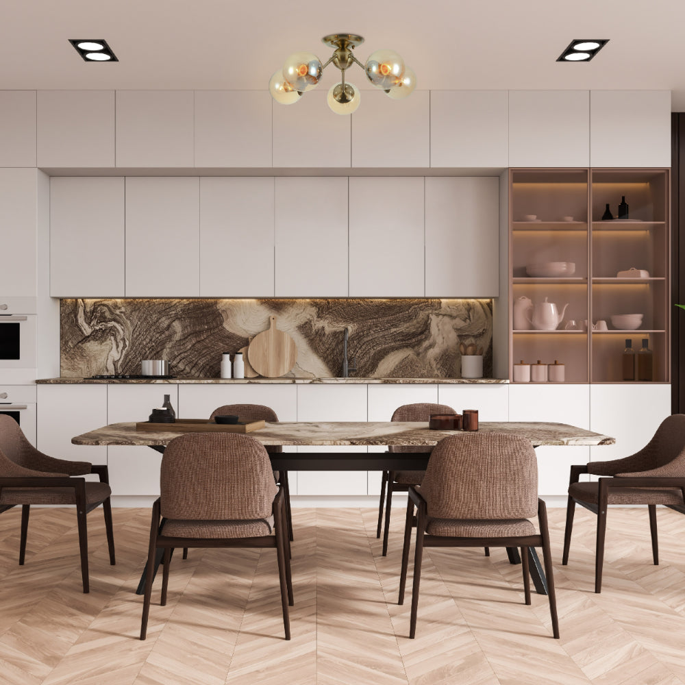 Living room kitchen bedroom use of Atomic Elegance Brass & Amber Globe Light | TEKLED 159-17997