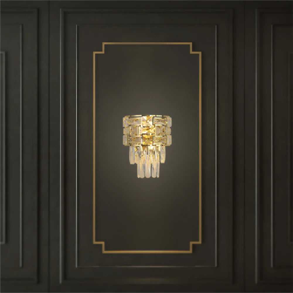 Living room kitchen bedroom use of Basketweave Crystal Chandelier Wall Light | TEKLED 151-19726